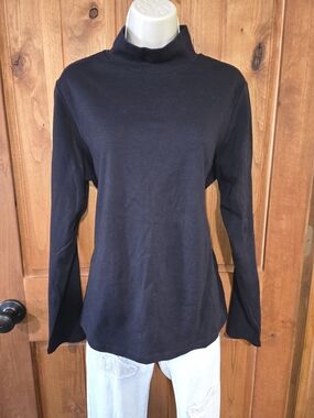 croft & barrow Black Mock Neck Long Sleeve Tee